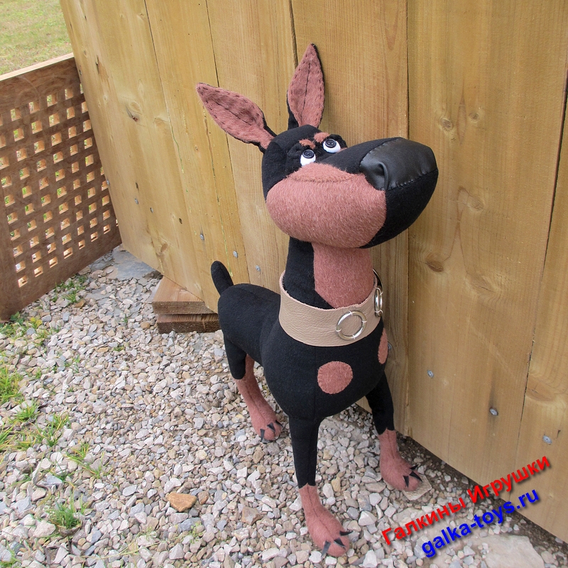 Мягкая игрушка большая собака Доберман Пинчер