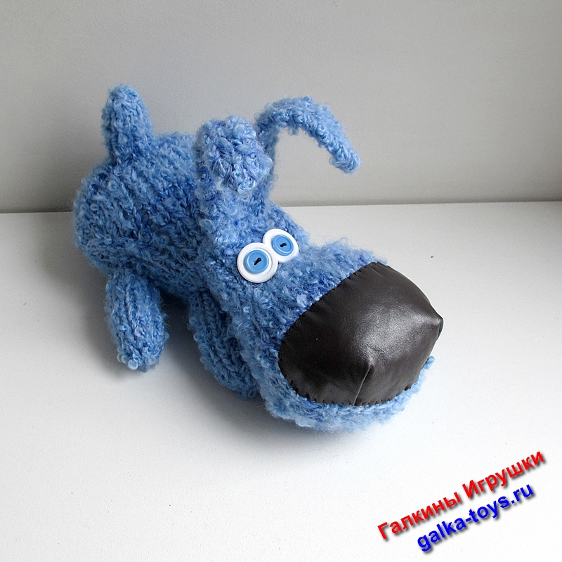 Вязаный голубой пес мягкая мультяшная игрушка