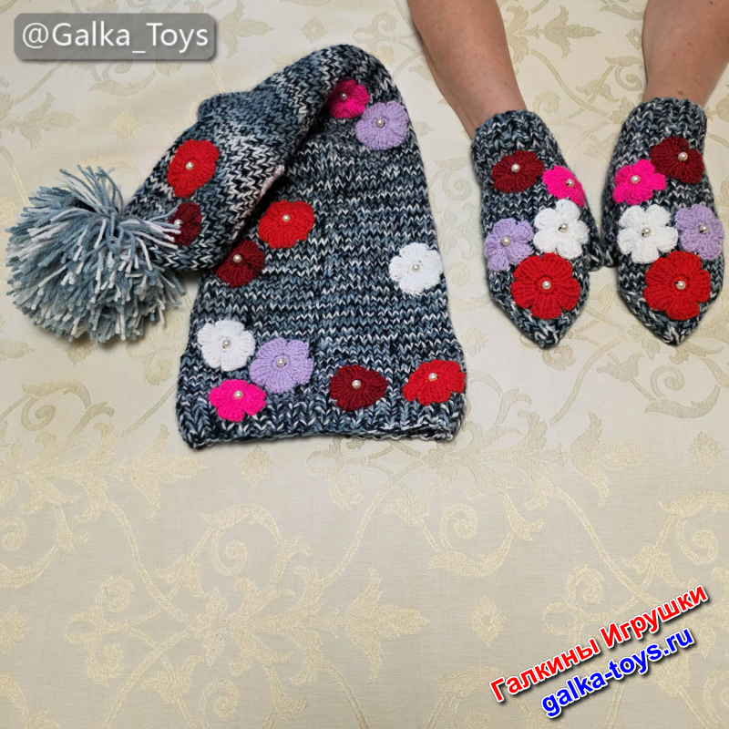 шапка женская спицами теплая